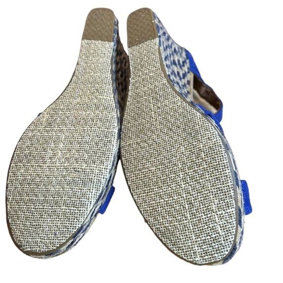 Toms blue cream mixed rope wedges woven mid sole suede leather uppers size 8.5 - Picture 2 of 8